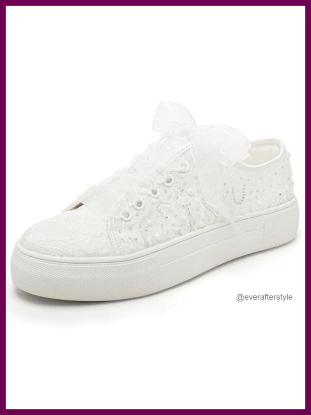 Lace Wedding Sneakers Platform Bridal Shoes Rhinestone Bride Sneakers